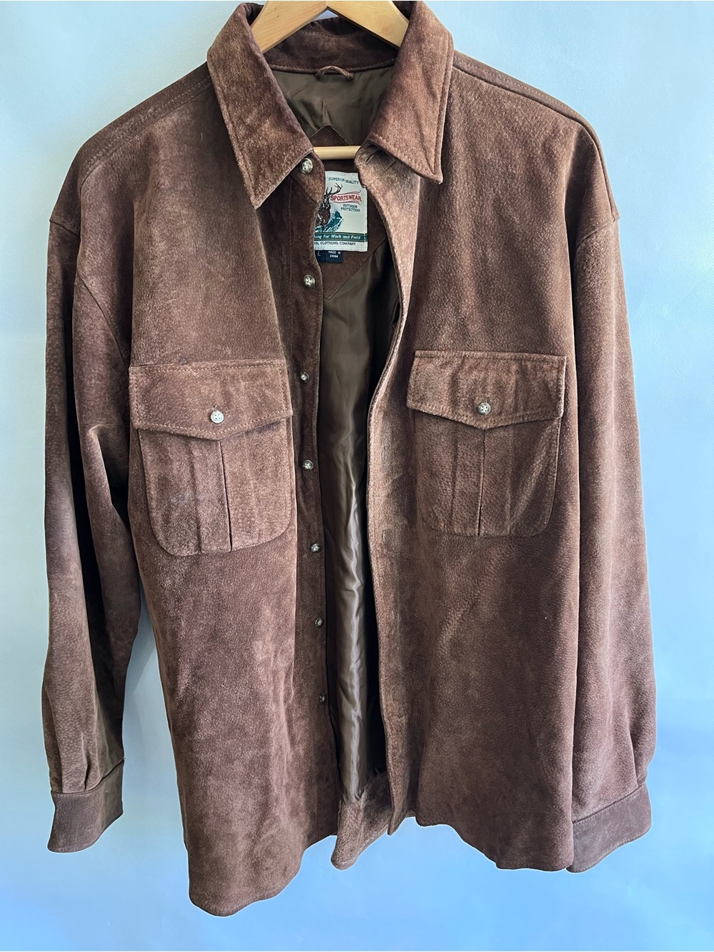 Old School Sportswear Men’s Brown Suede Leather Western Shirt Trucker Jacket